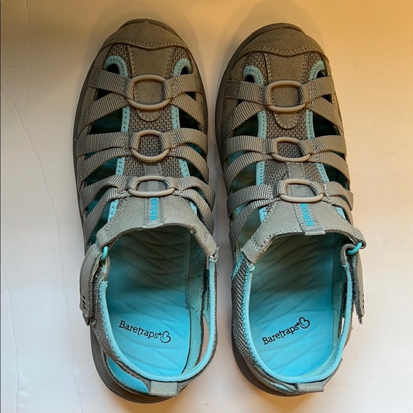 Bare Traps Womens Lakona Fabric Closed Toe Casual Sport, Multicolor~Gray & Teal - Picture 2 of 9